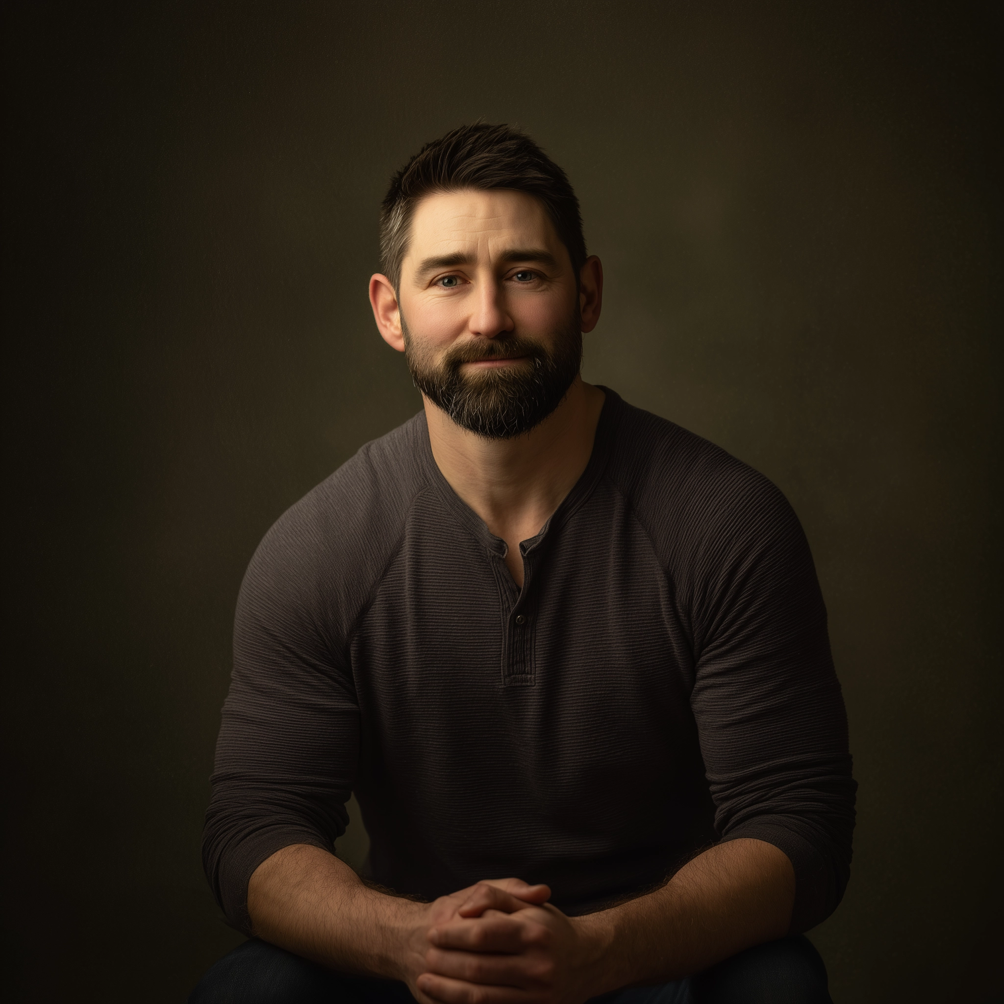 Portrait of Alex, Bureau Field Service Operations specialist, in a dark henley with a calm, approachable expression.